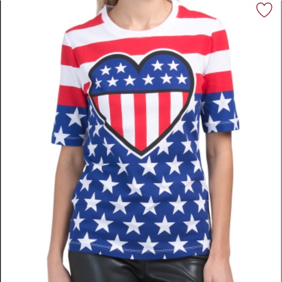 Love Moschino Stars & Stipes T-Shirt NWT - Picture 1 of 5